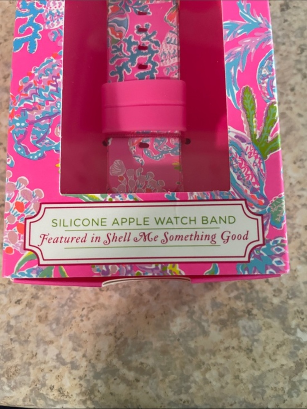 Lilly Pulitzer Pink Multicolor Silicone Apple Watch Band with Gold Buckle